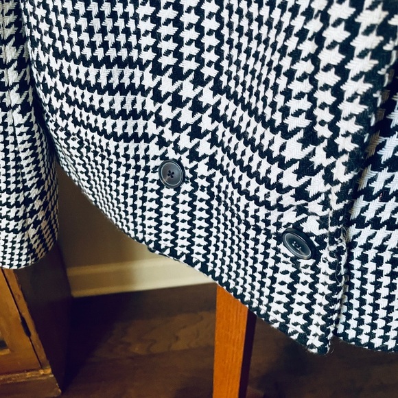 Liz Claiborne wool blend houndstooth button pea coat SZ L white black - Picture 5 of 8